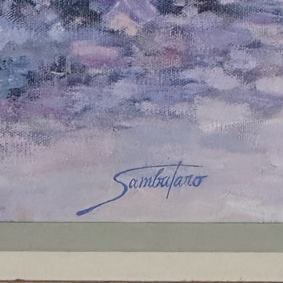 Vintage “Lady On The Bridge” by Joe Sambafaro Framed Print 22" X 22" - Picture 4 of 4